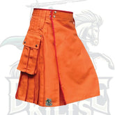 Orange Utility Kilt with Red Piping – Bold & Functional Modern Kilt